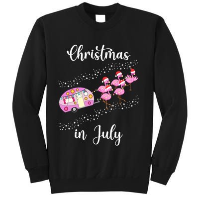 Funny Flamingo Retro Camping Car Christmas In July Tank Top Sweatshirt