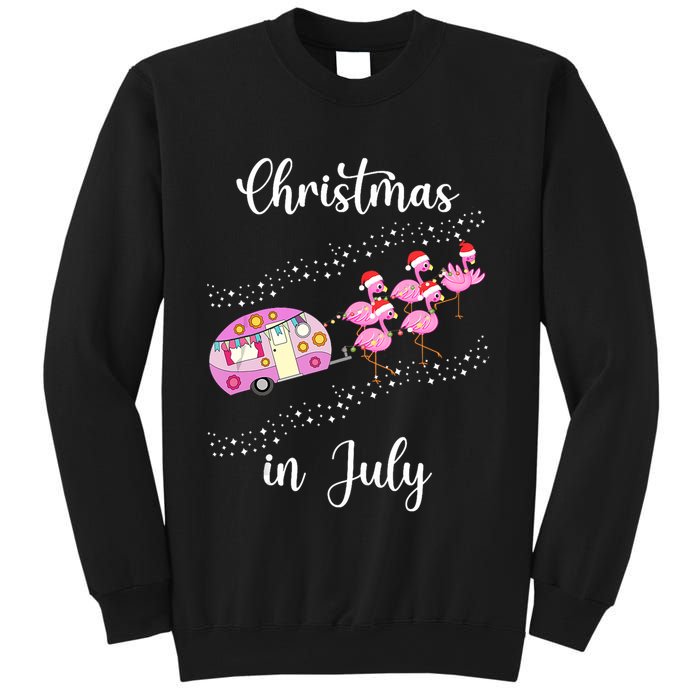 Funny Flamingo Retro Camping Car Christmas In July Tank Top Sweatshirt