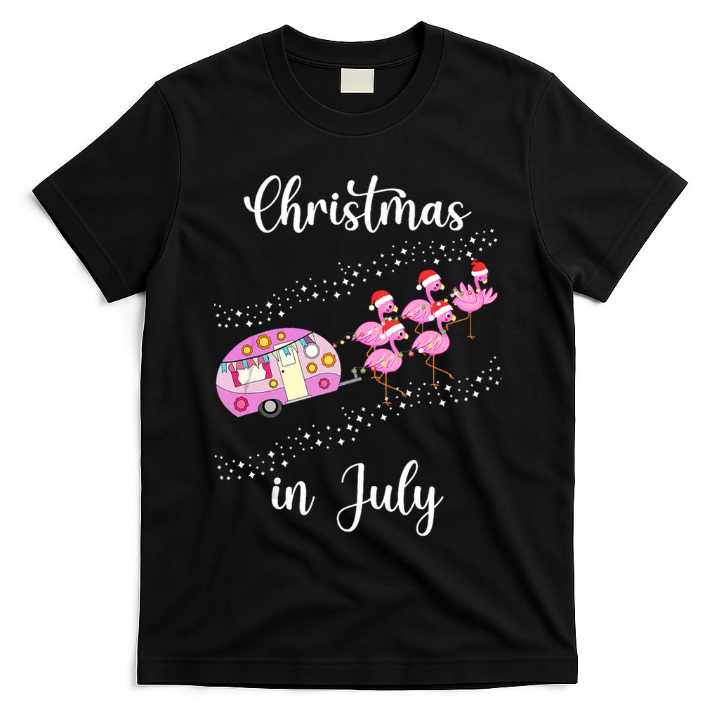 Funny Flamingo Retro Camping Car Christmas In July Tank Top T-Shirt