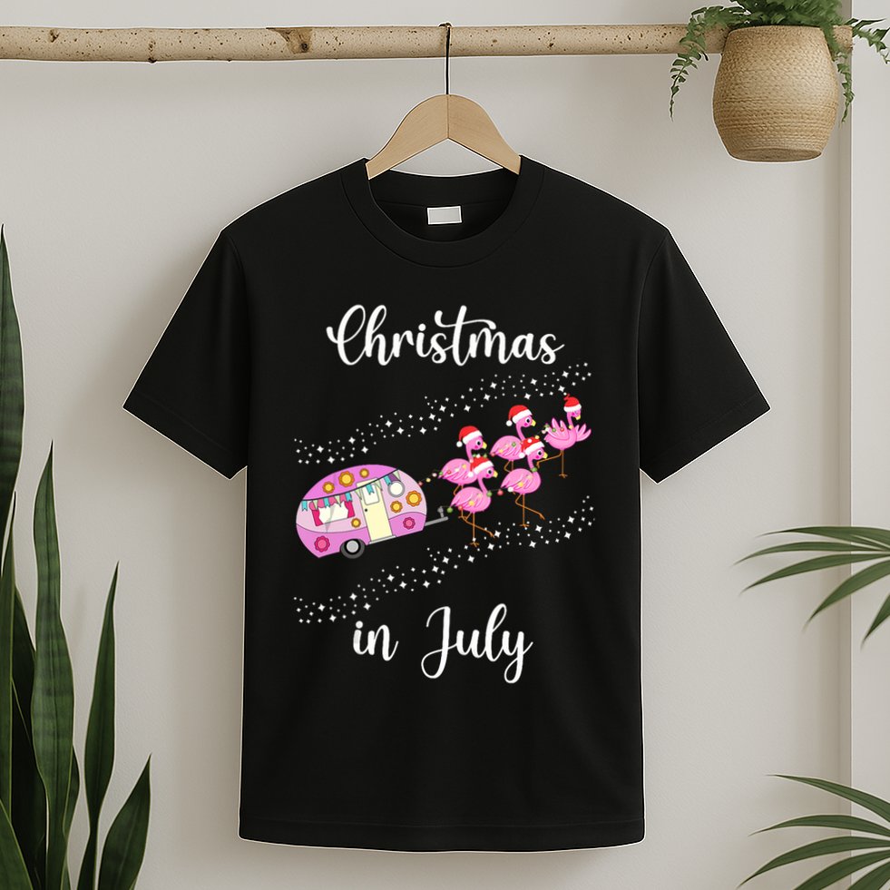 Funny Flamingo Retro Camping Car Christmas In July Tank Top T-Shirt