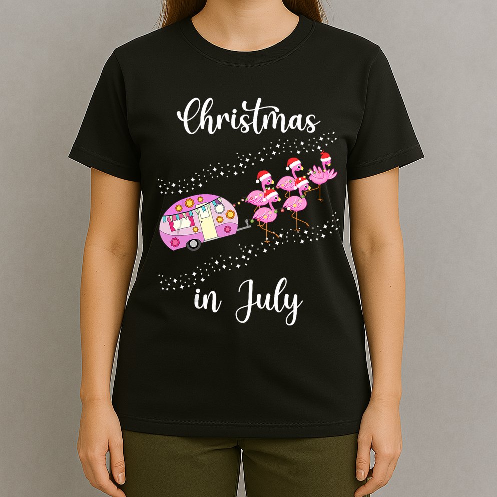 Funny Flamingo Retro Camping Car Christmas In July Tank Top T-Shirt