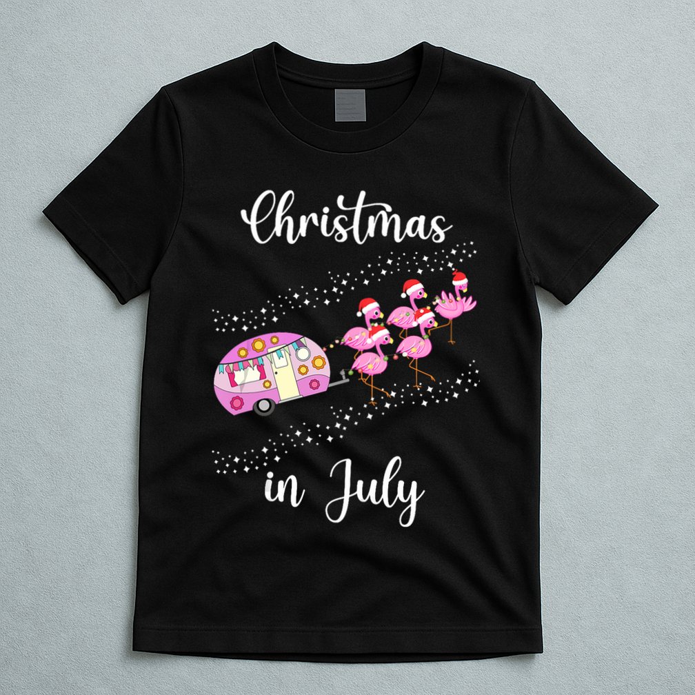 Funny Flamingo Retro Camping Car Christmas In July Tank Top T-Shirt