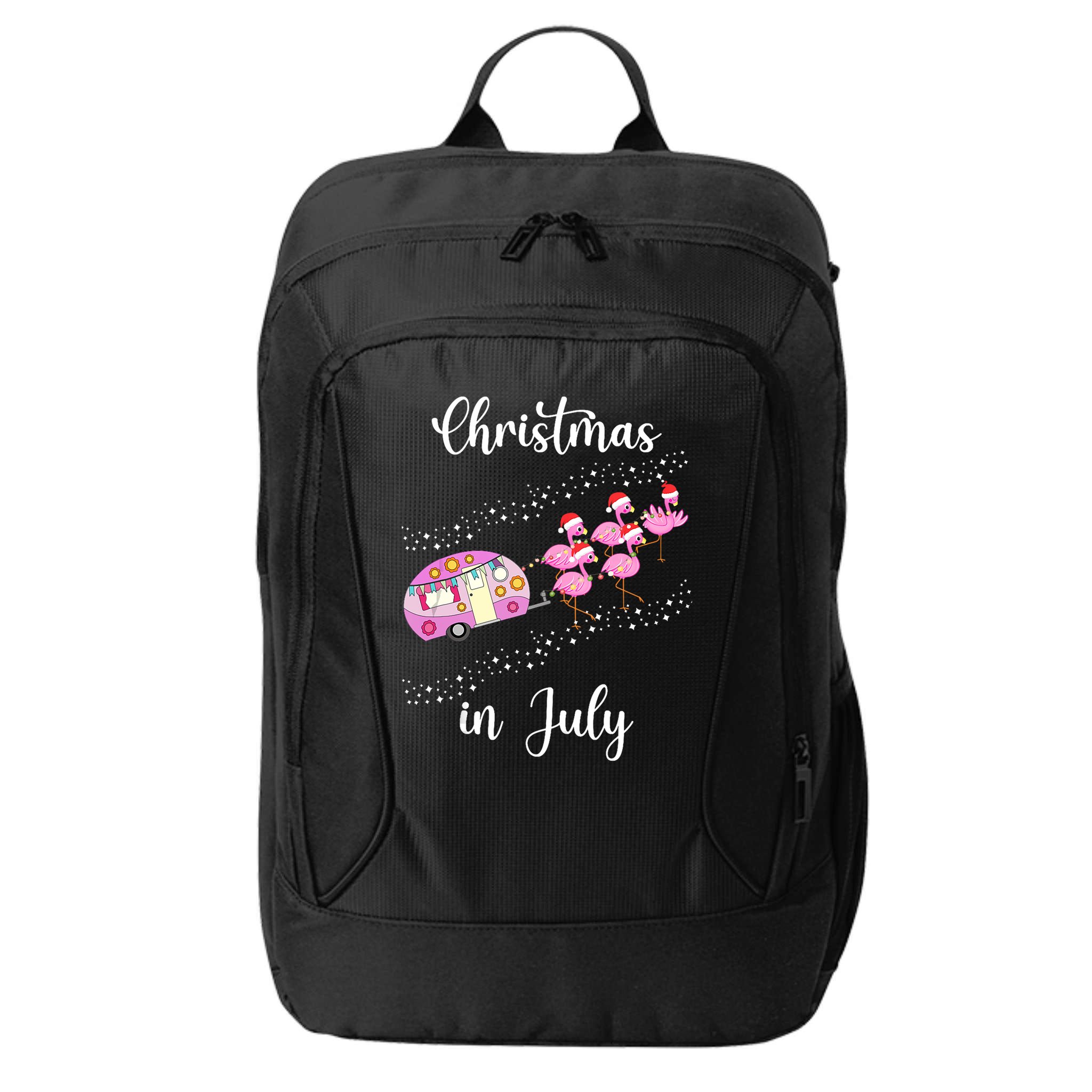 Funny Flamingo Retro Camping Car Christmas In July Tank Top City Backpack