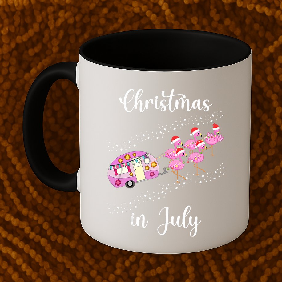 Funny Flamingo Retro Camping Car Christmas In July Tank Top Mug