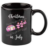 Funny Flamingo Retro Camping Car Christmas In July Tank Top 11oz C Handle Ceramic Mug