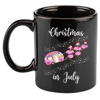 Funny Flamingo Retro Camping Car Christmas In July Tank Top 11oz C Handle Ceramic Mug