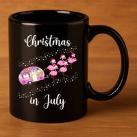 Funny Flamingo Retro Camping Car Christmas In July Tank Top 11oz C Handle Ceramic Mug