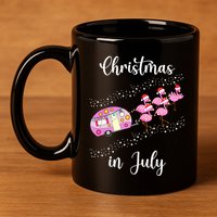 Funny Flamingo Retro Camping Car Christmas In July Tank Top 11oz C Handle Ceramic Mug