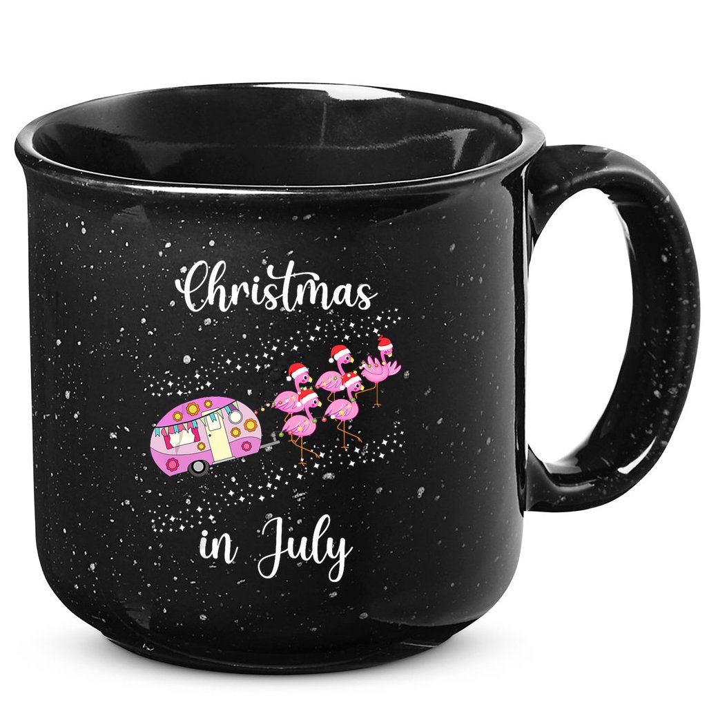 Funny Flamingo Retro Camping Car Christmas In July Tank Top 15oz Campfire Ceramic Mug