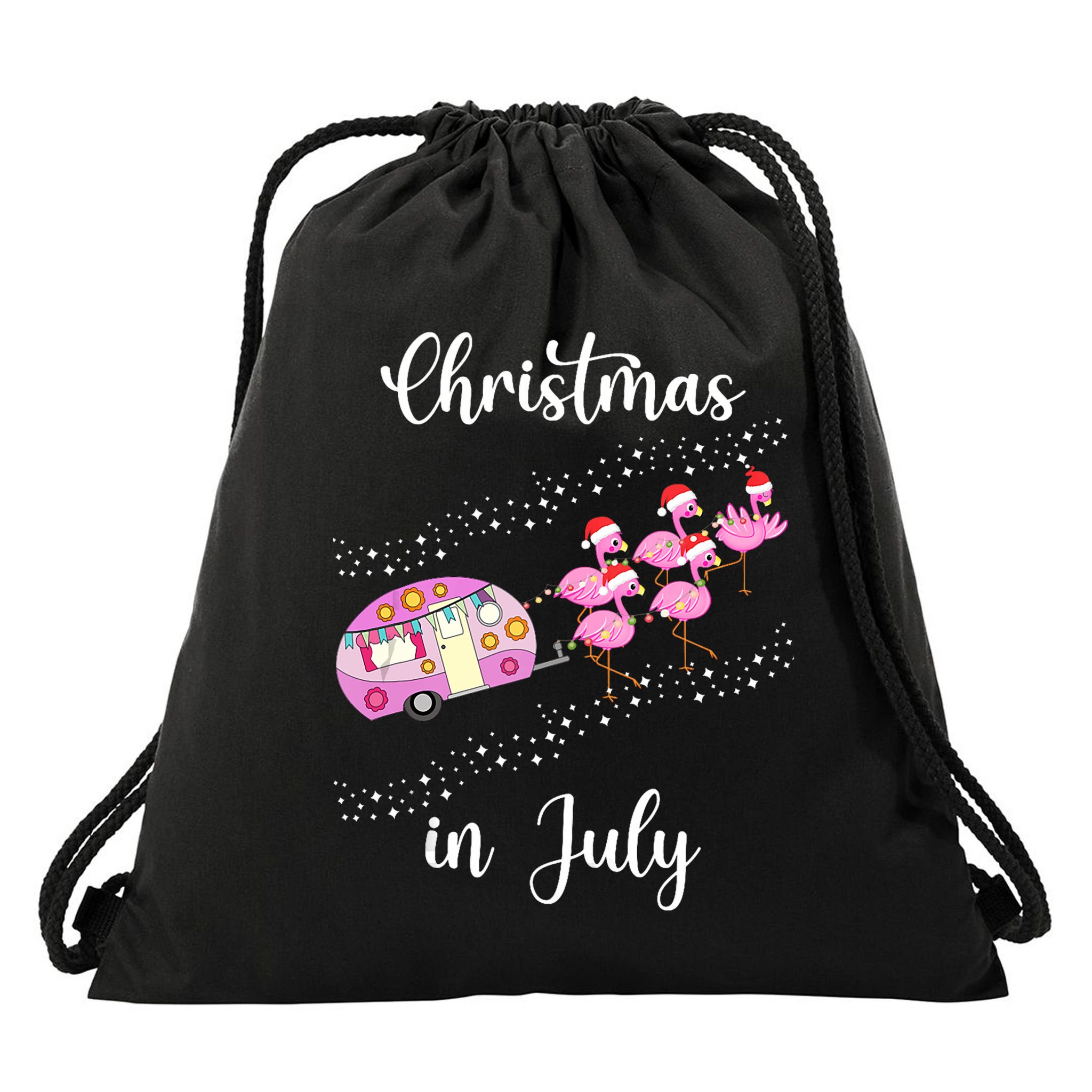 Funny Flamingo Retro Camping Car Christmas In July Tank Top Drawstring Bag