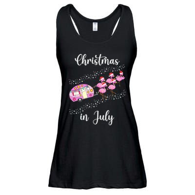 Funny Flamingo Retro Camping Car Christmas In July Tank Top Ladies Essential Flowy Tank
