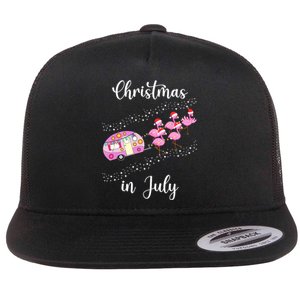 Funny Flamingo Retro Camping Car Christmas In July Tank Top Flat Bill Trucker Hat