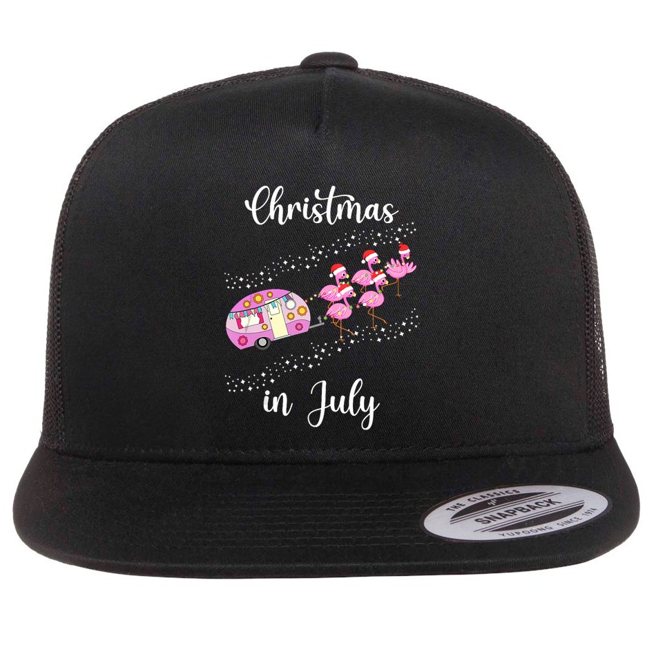 Funny Flamingo Retro Camping Car Christmas In July Tank Top Flat Bill Trucker Hat