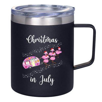Funny Flamingo Retro Camping Car Christmas In July Tank Top 12oz Stainless Steel Coffee Mug