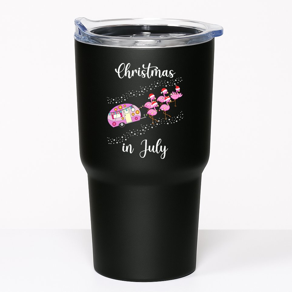 Funny Flamingo Retro Camping Car Christmas In July Tank Top Tumbler