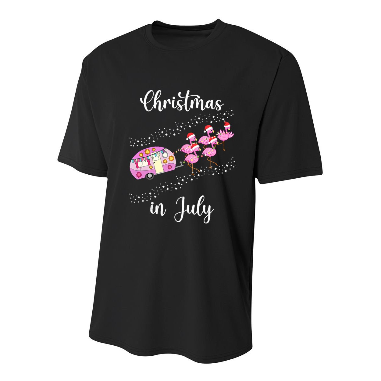 Funny Flamingo Retro Camping Car Christmas In July Tank Top Youth Performance Sprint T-Shirt