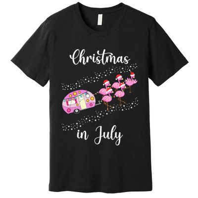 Funny Flamingo Retro Camping Car Christmas In July Tank Top Premium T-Shirt
