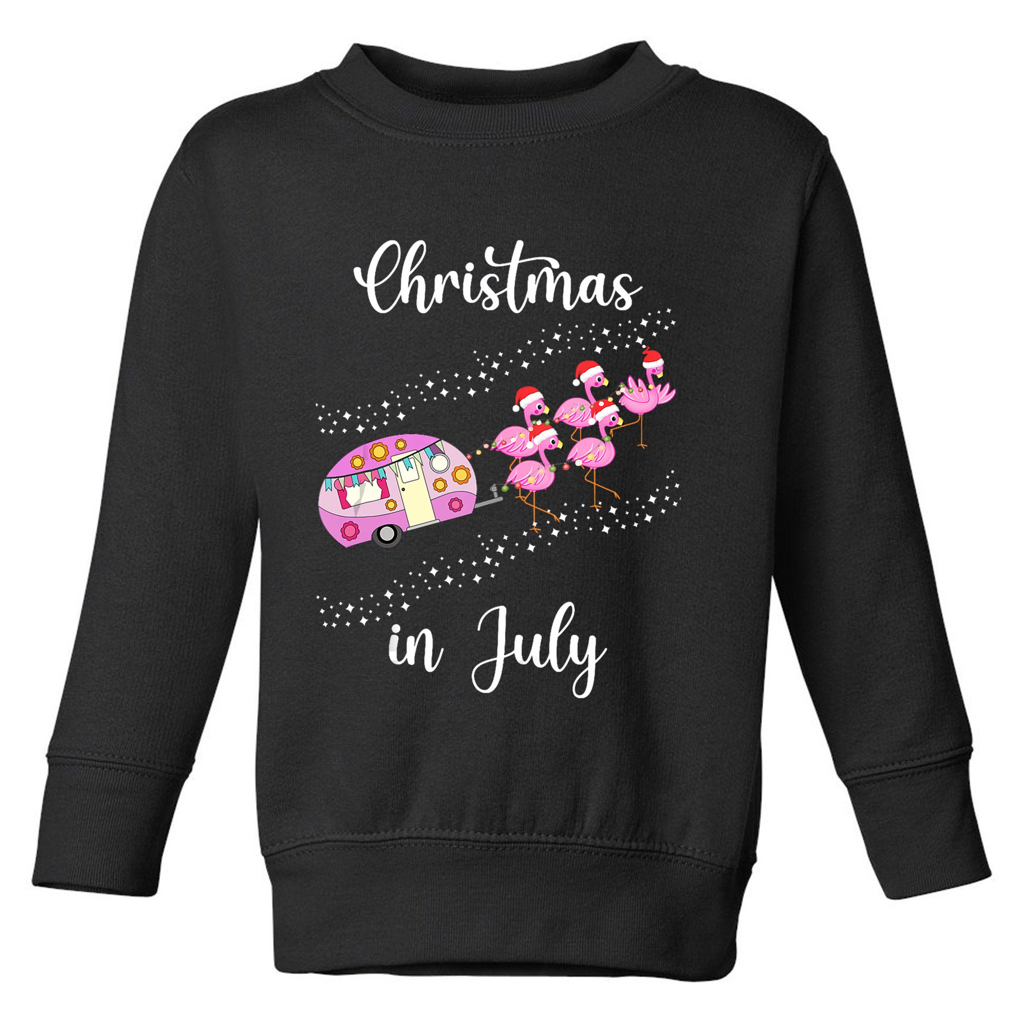 Funny Flamingo Retro Camping Car Christmas In July Tank Top Toddler Sweatshirt