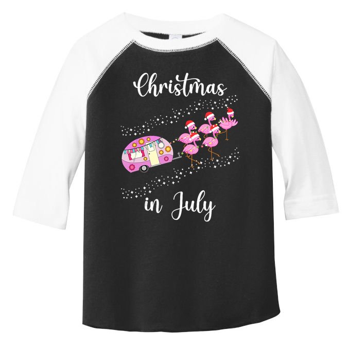 Funny Flamingo Retro Camping Car Christmas In July Tank Top Toddler Fine Jersey T-Shirt