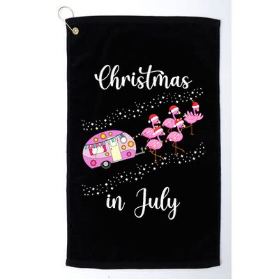 Funny Flamingo Retro Camping Car Christmas In July Tank Top Golf Towel