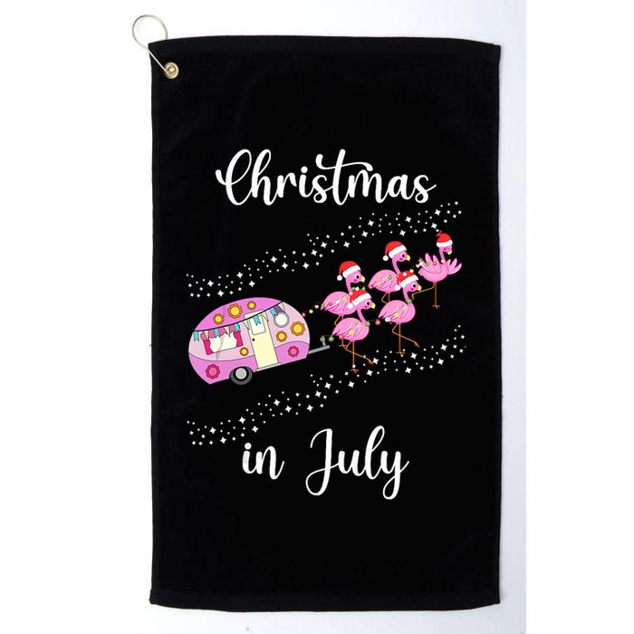 Funny Flamingo Retro Camping Car Christmas In July Tank Top Golf Towel