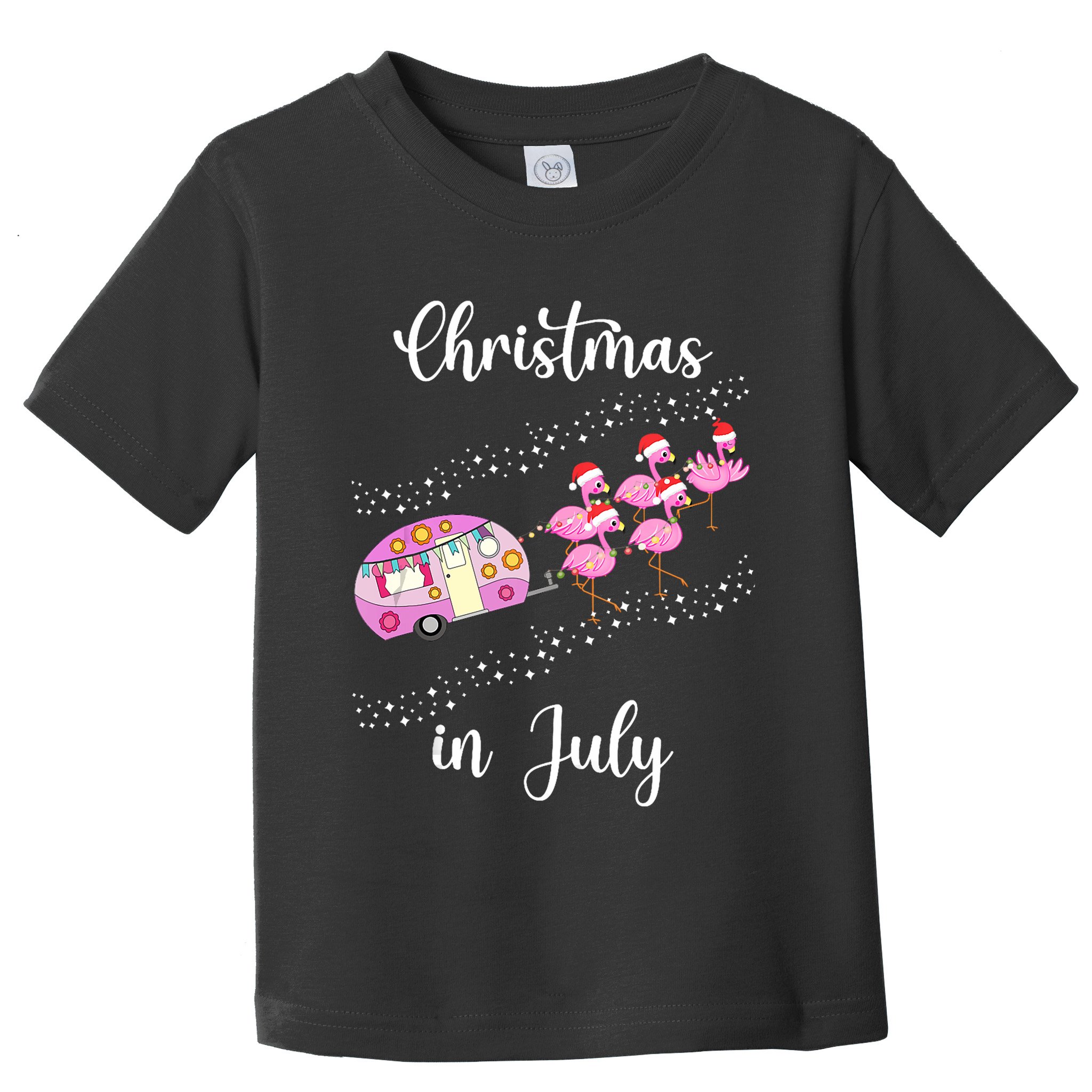 Funny Flamingo Retro Camping Car Christmas In July Tank Top Toddler T-Shirt