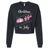 Funny Flamingo Retro Camping Car Christmas In July Tank Top Cropped Pullover Crew
