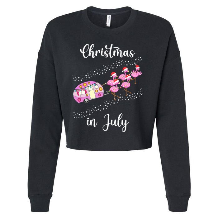 Funny Flamingo Retro Camping Car Christmas In July Tank Top Cropped Pullover Crew