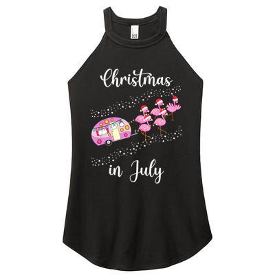 Funny Flamingo Retro Camping Car Christmas In July Tank Top Women's Perfect Tri Rocker Tank