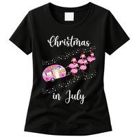 Funny Flamingo Retro Camping Car Christmas In July Tank Top Womens T-Shirt