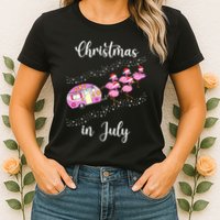 Funny Flamingo Retro Camping Car Christmas In July Tank Top Womens T-Shirt
