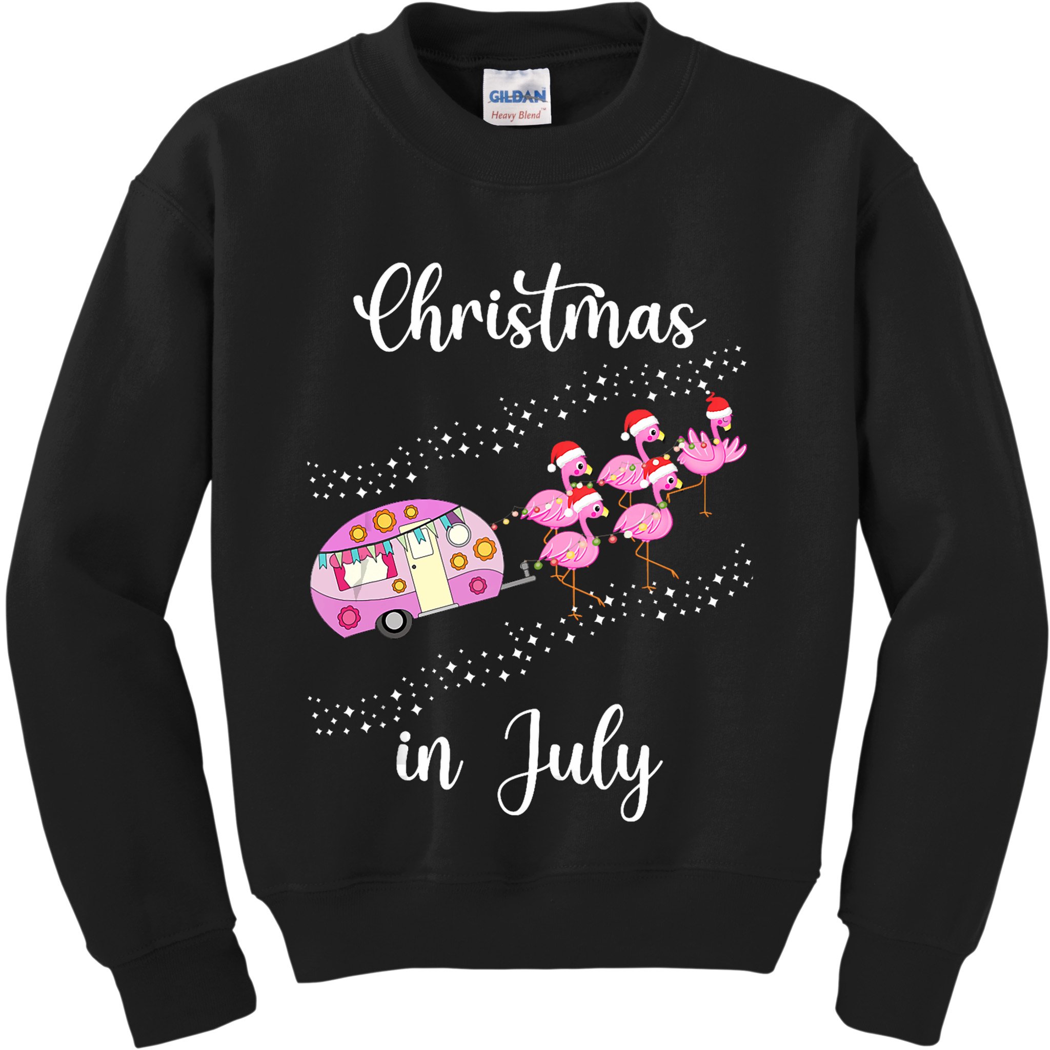 Funny Flamingo Retro Camping Car Christmas In July Tank Top Kids Sweatshirt