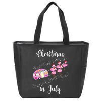 Funny Flamingo Retro Camping Car Christmas In July Tank Top Zip Tote Bag