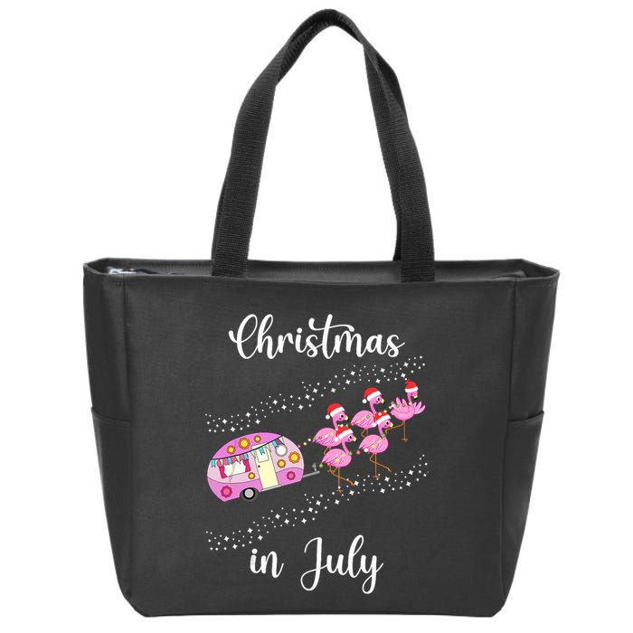 Funny Flamingo Retro Camping Car Christmas In July Tank Top Zip Tote Bag