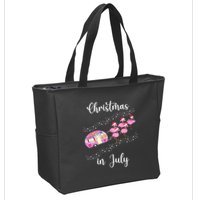 Funny Flamingo Retro Camping Car Christmas In July Tank Top Zip Tote Bag