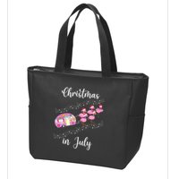 Funny Flamingo Retro Camping Car Christmas In July Tank Top Zip Tote Bag