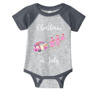 Funny Flamingo Retro Camping Car Christmas In July Tank Top Infant Baby Jersey Bodysuit