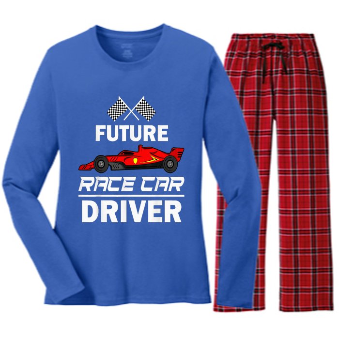 Funny Future Race Car Driver Racing Women's Long Sleeve Flannel Pajama Set 