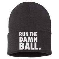 Funny Football Running Back Gift Run The Damn Ball Sustainable Knit Beanie