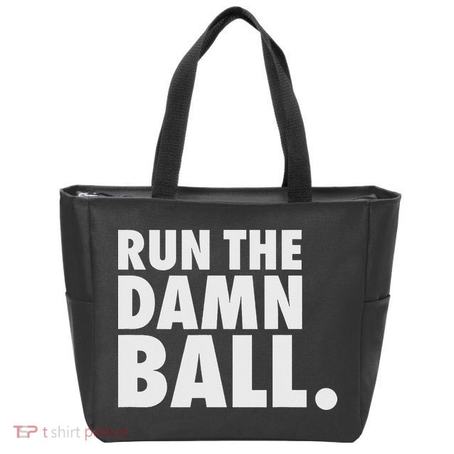 Funny Football Running Back Gift Run The Damn Ball Zip Tote Bag