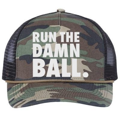 Funny Football Running Back Gift Run The Damn Ball Retro Rope Trucker Hat Cap