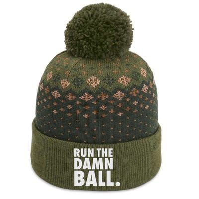 Funny Football Running Back Gift Run The Damn Ball The Baniff Cuffed Pom Beanie