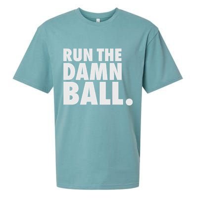 Funny Football Running Back Gift Run The Damn Ball Sueded Cloud Jersey T-Shirt