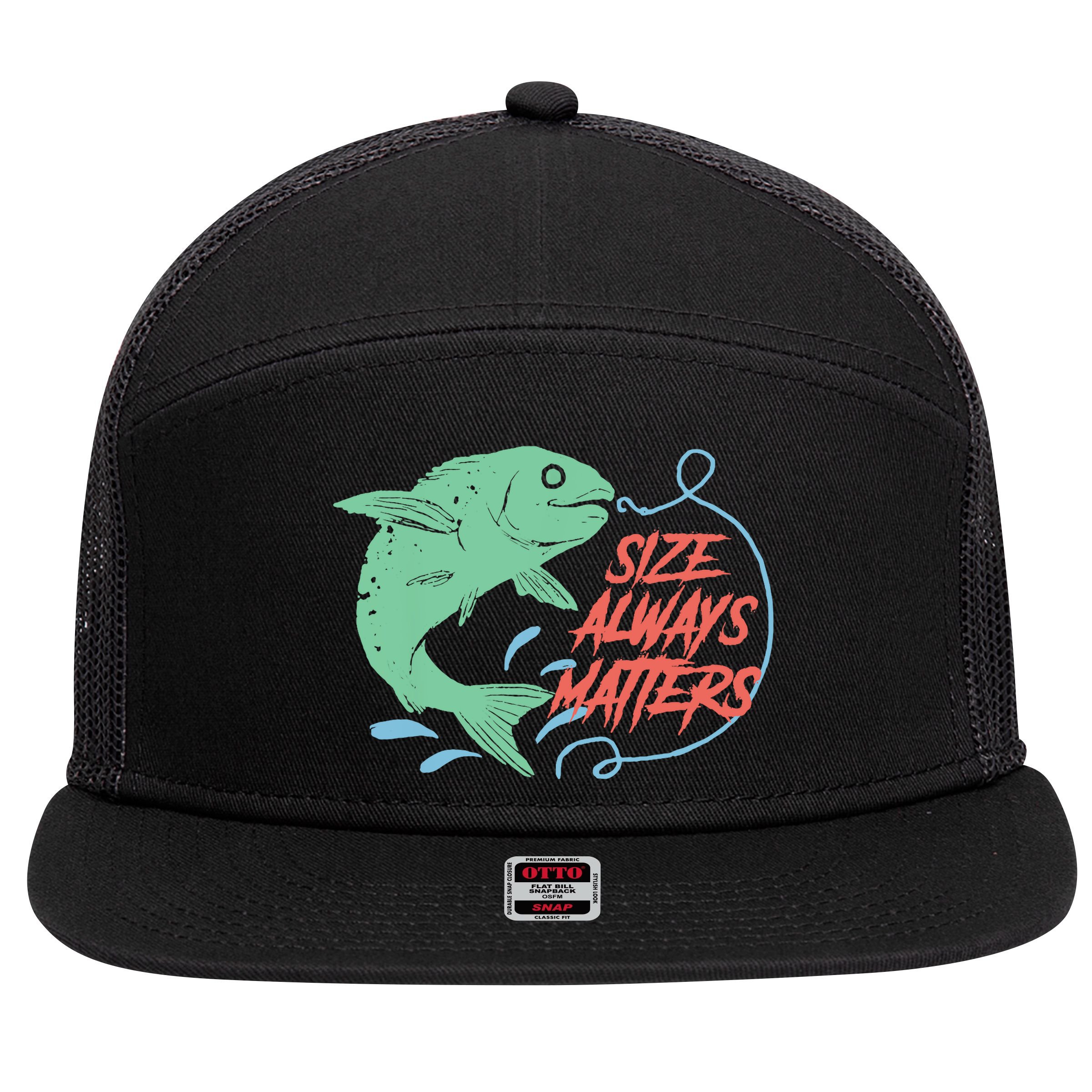 Funny Fishing Rod Fish - Fisherman 7 Panel Mesh Trucker Snapback Hat