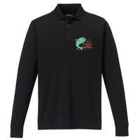 Funny Fishing Rod Fish - Fisherman Performance Long Sleeve Polo