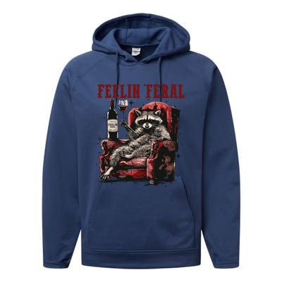 Feeling Feral Racoon Performance Fleece Hoodie