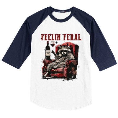 Feeling Feral Racoon Baseball Sleeve Shirt