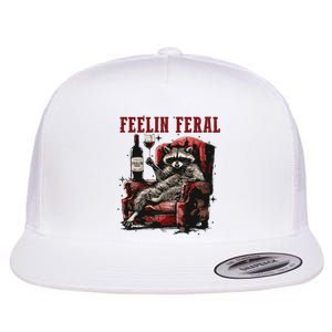 Feeling Feral Racoon Flat Bill Trucker Hat