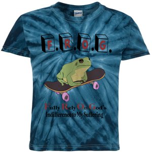 Frog Fully Rely On God's Indifference To My Suffering Kids Tie-Dye T-Shirt