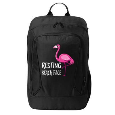 Funny Flamingo Resting Beach Face City Backpack